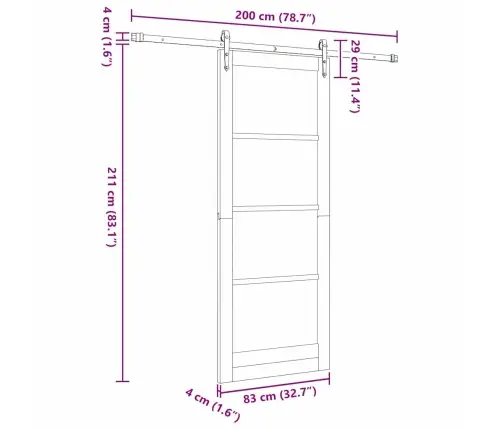 Bīdāmās Durvis Ar Aparatūras Komplektu 83X211 Cm Ciets Koks Priede Vidaxl