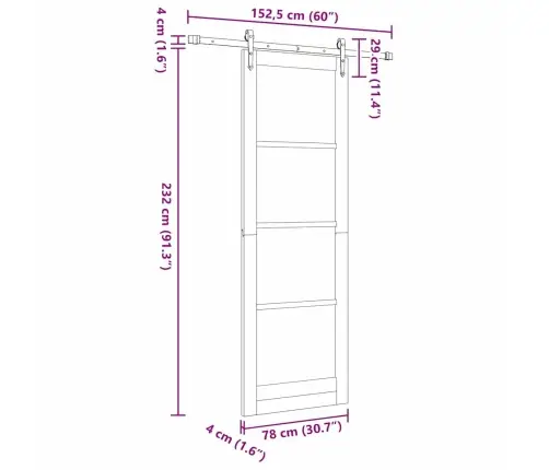 Slīdošās Durvis Ar Aparatūras Komplektu Orkdal78X232 Cm Vidaxl