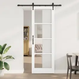 Bīdāmās Durvis Orkdal Balts 78 X 232 Cm Koks Un Metāls Vidaxl