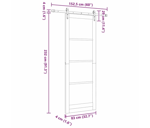 Bīdāmās Durvis Ar Aprīkojuma Komplektu Orkdal 83X232 Cm Vidaxl