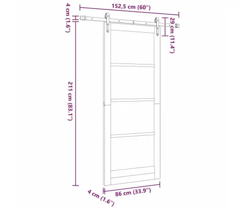Bīdāmās Durvis Ar Aparatūru Orkdal 86X211 Cm Vidaxl