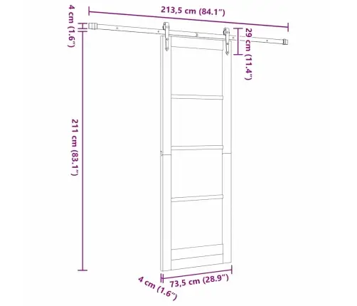 Bīdāmās Durvis Ar Aparatūras Komplektu Orkdalbalts 73.5X211 Cm Vidaxl