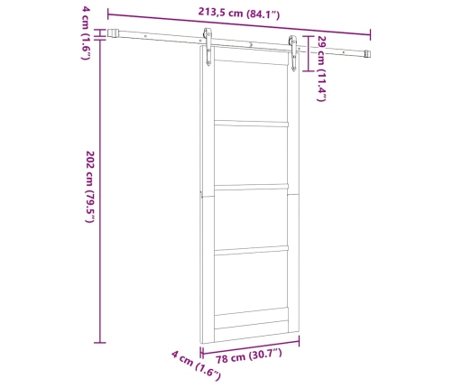 Bīdāmās Durvis Ar Aparatūras Komplektu Orkdal78X202 Cm Vidaxl