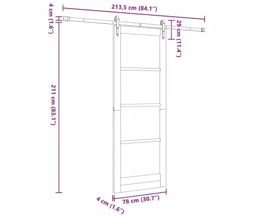 Bīdāmās Durvis Ar Furnitūras Komplektu Orkdal78X211 Cm Vidaxl