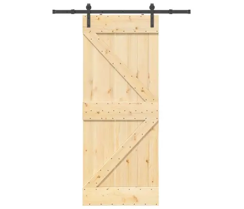 Stumdomos Durys Su Įrangos Rinkiniu, 85X210cm Pušies Masyvas