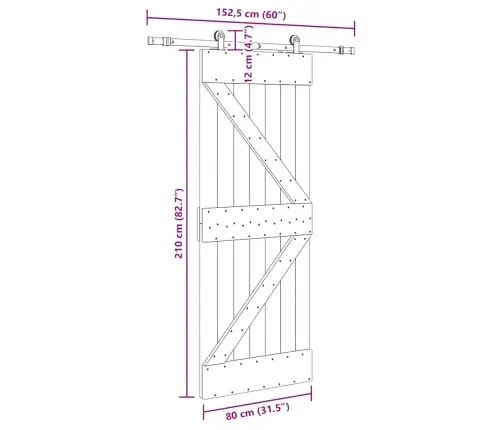 Liuguks Tarvikutega 80 X 210 cm Männipuit