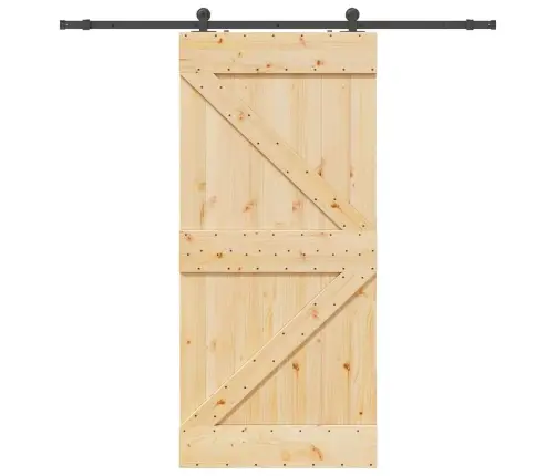 Bīdāmās Durvis Ar Stiprinājumiem, 80X210 Cm, Priedes Masīvkoks Vidaxl