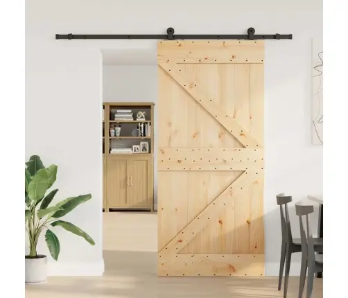 Bīdāmās Durvis Ar Stiprinājumiem, 80X210 Cm, Priedes Masīvkoks Vidaxl