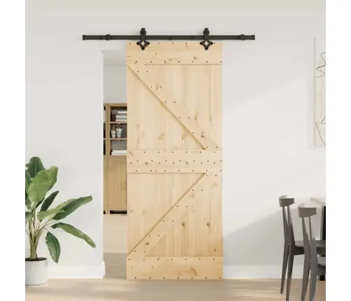 Bīdāmās Durvis Ar Stiprinājumiem, 85X210 Cm, Priedes Masīvkoks Vidaxl