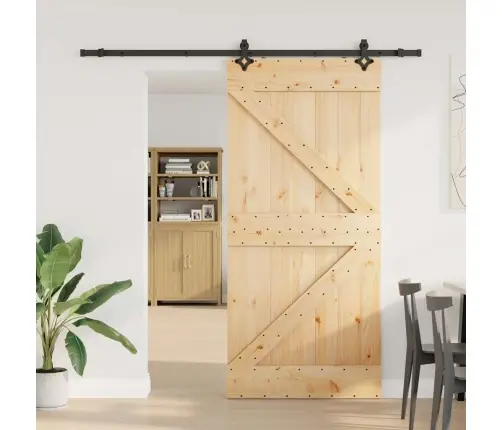 Bīdāmās Durvis Ar Stiprinājumiem, 100X210 Cm, Priedes Masīvkoks Vidaxl