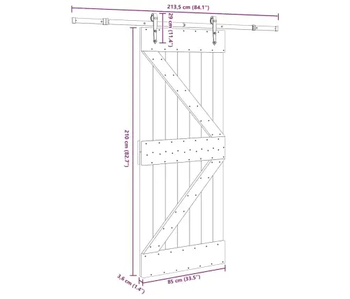 Liuguks Tarvikutega, 85 X 210 cm Männipuit