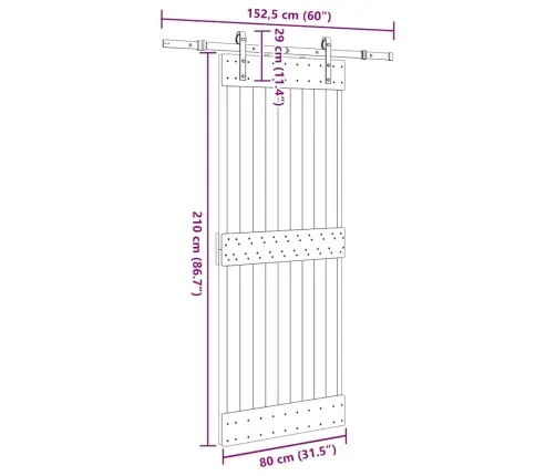 Liuguks Tarvikutega 80 X 210 cm Männipuit