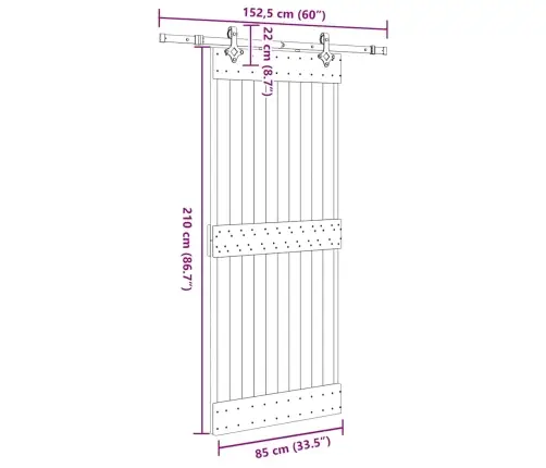 Liuguks Tarvikutega, 85 X 210 cm Männipuit