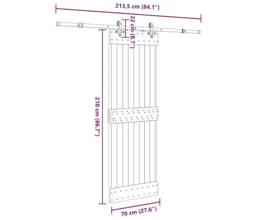 Liuguks Tarvikutega, 70 X 210 cm Männipuit