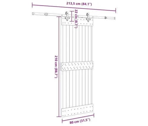 Liuguks Tarvikutega 80 X 210 cm Männipuit