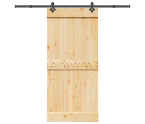 Bīdāmās Durvis Ar Stiprinājumiem, 95X210 Cm, Priedes Masīvkoks Vidaxl