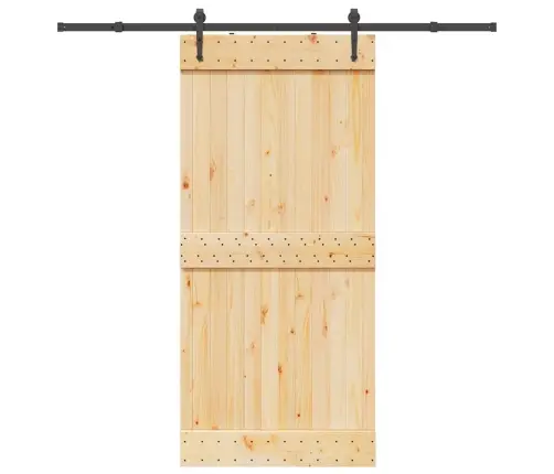 Stumdomos Durys Su Įrangos Rinkiniu, 95X210cm Pušies Masyvas