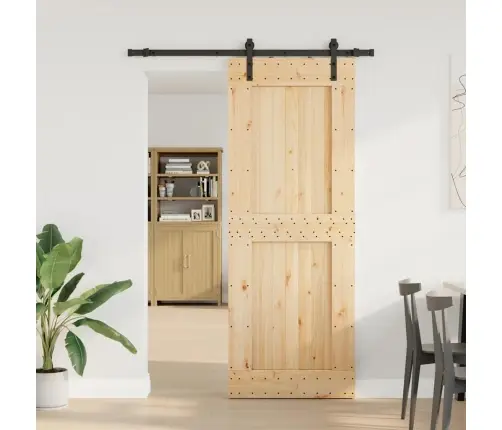 Stumdomos Durys Su Įrangos Rinkiniu, 85X210cm Pušies Masyvas