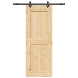 Stumdomos Durys Su Įrangos Rinkiniu, 85X210cm Pušies Masyvas