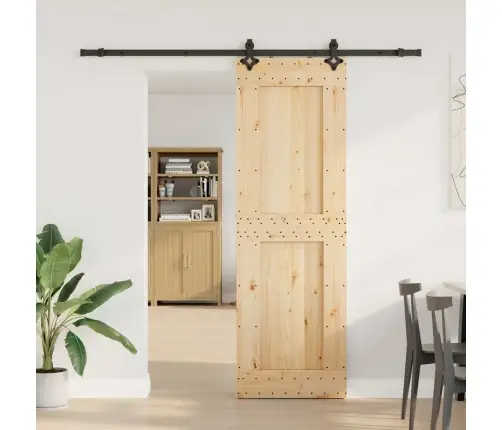 Bīdāmās Durvis Ar Stiprinājumiem, 70X210 Cm, Priedes Masīvkoks Vidaxl