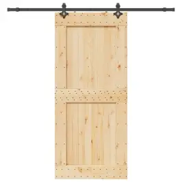 Stumdomos Durys Su Įrangos Rinkiniu, 100X210cm Pušies Masyvas