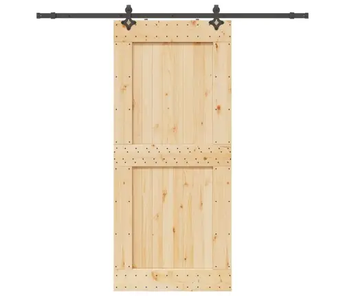 Stumdomos Durys Su Įrangos Rinkiniu, 100X210cm Pušies Masyvas