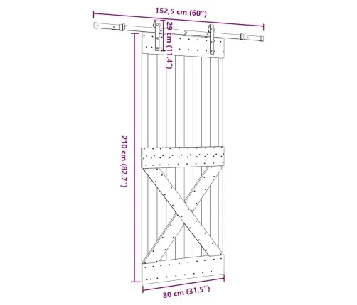 Liuguks Tarvikutega 80 X 210 cm Männipuit