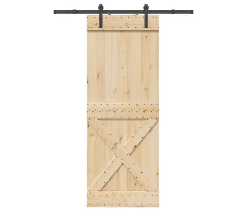 Bīdāmās Durvis Ar Stiprinājumiem, 85X210 Cm, Priedes Masīvkoks Vidaxl