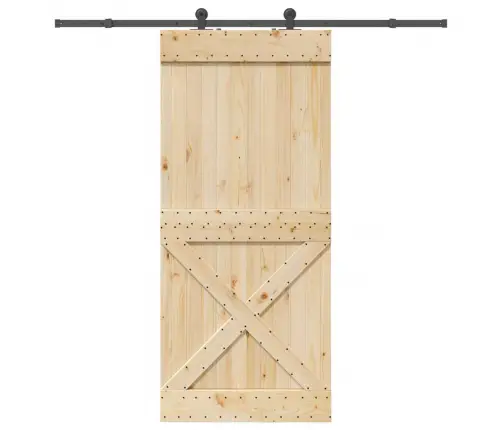 Bīdāmās Durvis Ar Stiprinājumiem, 100X210 Cm, Priedes Masīvkoks Vidaxl