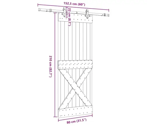 Liuguks Tarvikutega 80 X 210 cm Männipuit