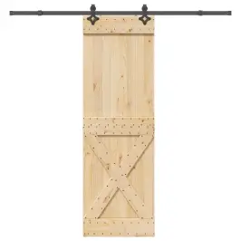 Bīdāmās Durvis Ar Stiprinājumiem, 70X210 Cm, Priedes Masīvkoks Vidaxl