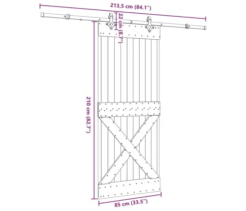 Liuguks Tarvikutega, 85 X 210 cm Männipuit