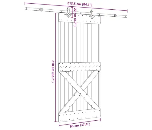 Liuguks Tarvikutega, 95 X 210 cm Männipuit