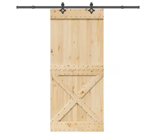 Stumdomos Durys Su Įrangos Rinkiniu, 100X210cm Pušies Masyvas