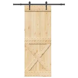 Bīdāmās Durvis Ar Stiprinājumiem, 85X210 Cm, Priedes Masīvkoks Vidaxl