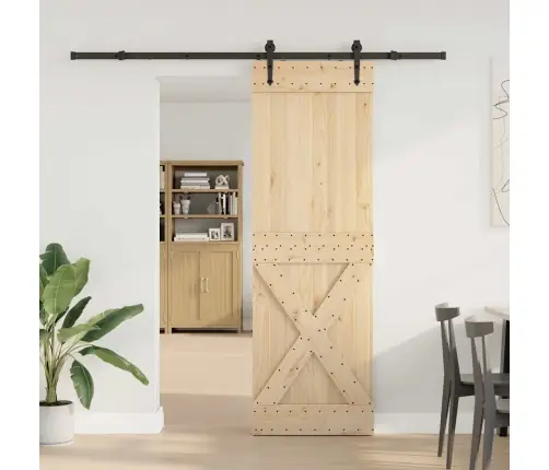 Stumdomos Durys Su Įrangos Rinkiniu, 70X210cm Pušies Masyvas