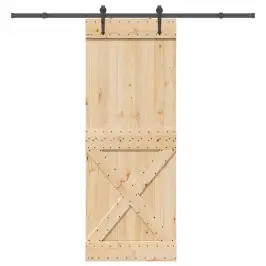 Bīdāmās Durvis Ar Stiprinājumiem, 85X210 Cm, Priedes Masīvkoks Vidaxl