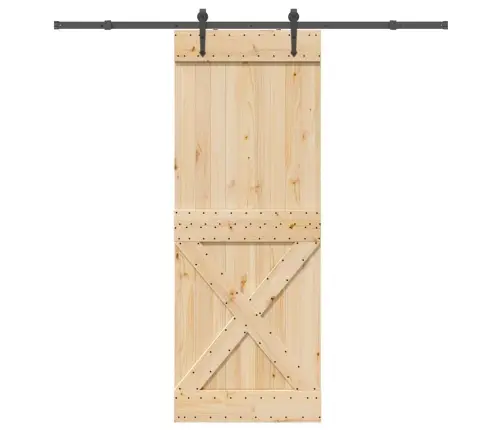 Bīdāmās Durvis Ar Stiprinājumiem, 85X210 Cm, Priedes Masīvkoks Vidaxl