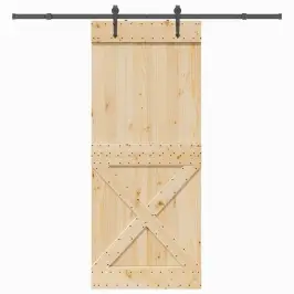 Bīdāmās Durvis Ar Stiprinājumiem, 95X210 Cm, Priedes Masīvkoks Vidaxl