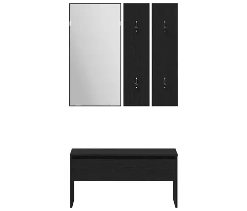 Esikumööblikomplekt Peegliga 5 Pcs Must Tamm Ja Hõbe Tehispuit