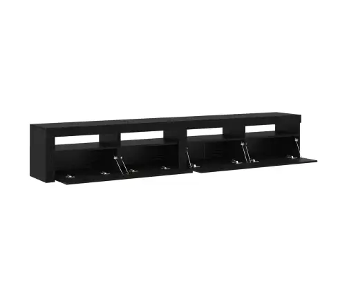 Tv Skapji 2 Gab. Ar Led Gaismām, Melnā Ozola Inženierijas Koks Vidaxl