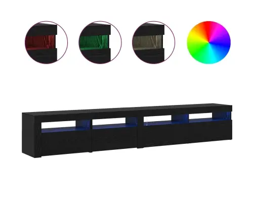 Tv Skapji 2 Gab. Ar Led Gaismām, Melnā Ozola Inženierijas Koks Vidaxl