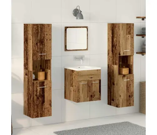 4 Gabalu Vannas Istabas Mēbeļu Komplekts - Vecais Koks Vidaxl 4 Gabalu Vannas Istabas Mēbeļu Komplekts - Vecais Koks Vidaxl