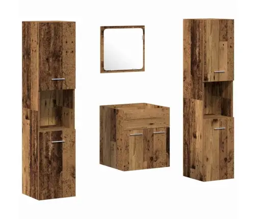4 Gabalu Vannas Istabas Mēbeļu Komplekts - Vecais Koks Vidaxl 4 Gabalu Vannas Istabas Mēbeļu Komplekts - Vecais Koks Vidaxl
