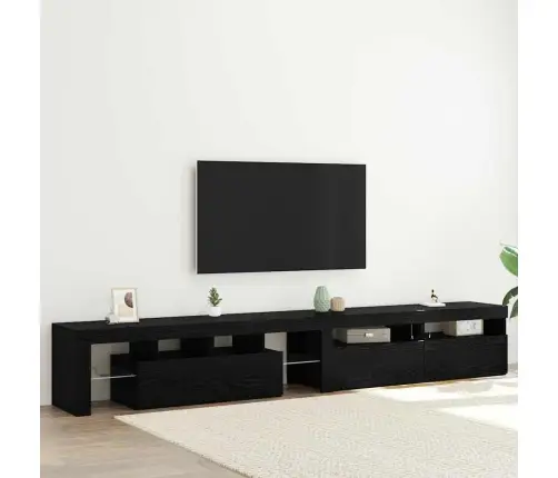 Televizoriaus Spintelė 3 Pcs Juodas Ąžuolas 260 X 37 X 40 Cm