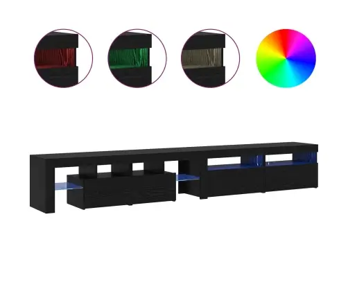 Tv Skapji 3 Gab. Ar Led Gaismām, Melns Ozols, Inženierijas Koks Vidaxl
