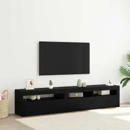 Tv Stovai 2 Pcs Juoda Ąžuolo 195 X 35 X 40 Cm Apdirbta Mediena