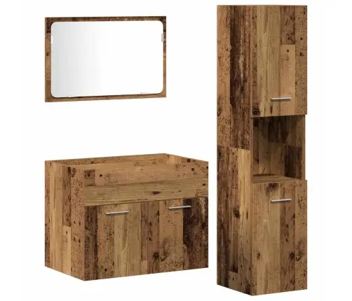 Vannas Istabas Mēbeļu Komplekts Ar Uzglabāšanu 3 Pcs Vecs Koks Vidaxl