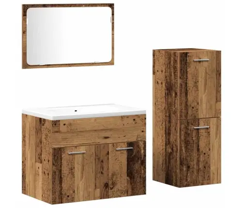 Vannas Istabas Mēbeļu Komplekts Ar Uzglabāšanu 3 Pcs Vecs Koks Vidaxl