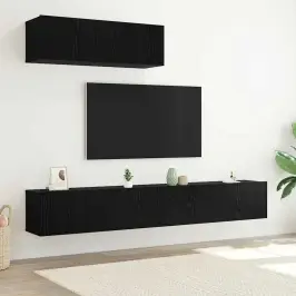 Tv Kapikomplekt 3 Pcs Must Tamm 200 X 30 X 30 Cm Tehispuit